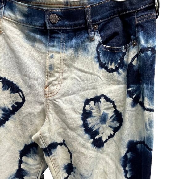 Gap 1969 Real Straight Tie-Dye Jeans 30R Cotton Denim Blue & White - Picture 2 of 7